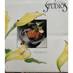 Round Glass Divided Sectional Chip Dip Tray Dish Studios Fragrance Calla Lily